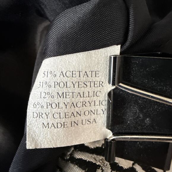 Caroline Rose Silver Chain Print Blazer Size XL Mandarin Collar Metal Button - Picture 11 of 11